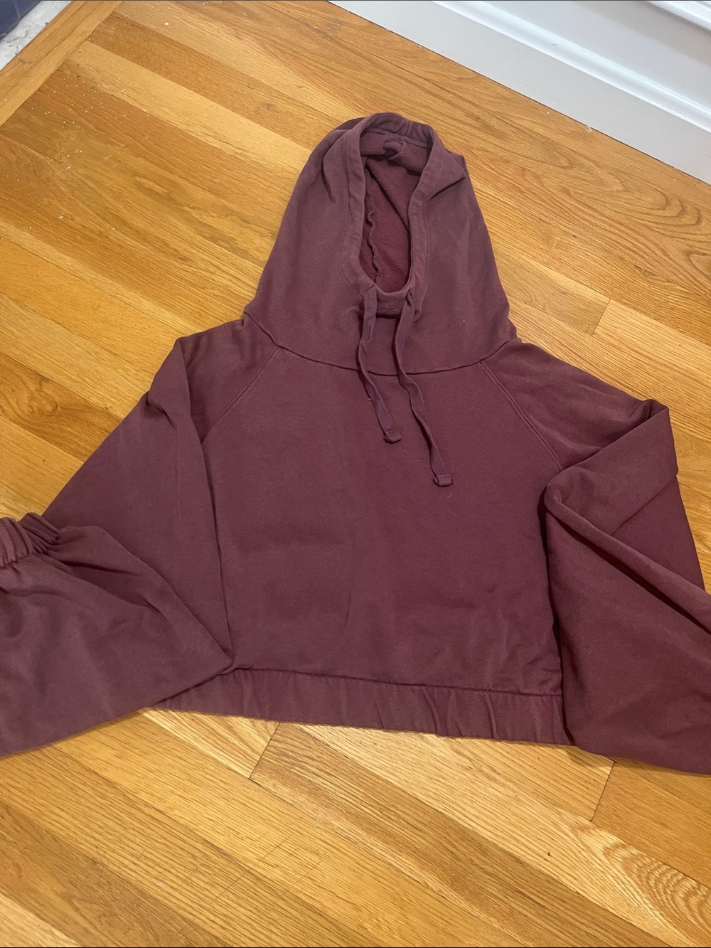 Cropped Hooded Sweatshirt in Deep mauve
